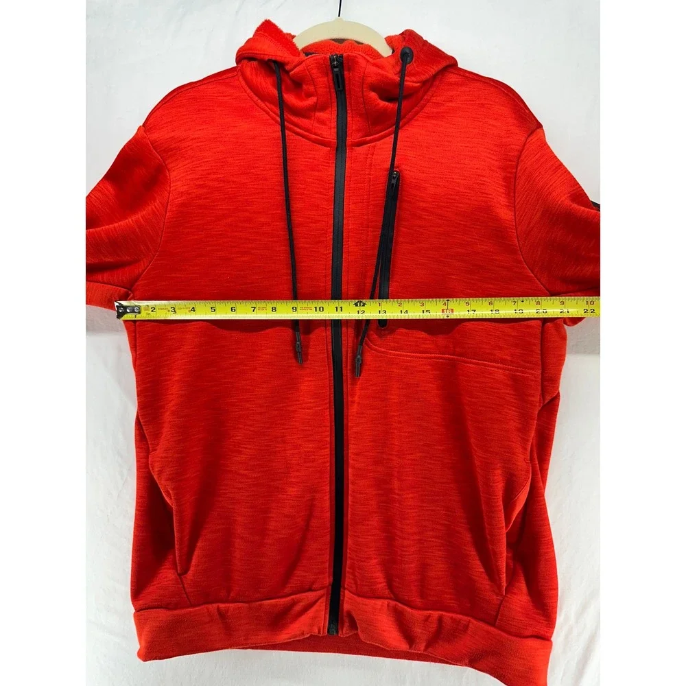 Adidas Full Zip Hoodie Mens 2XL Red Orange Heathered Athletic Jacket Logo Sleeve